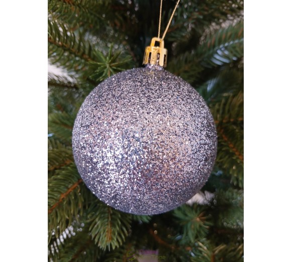 Новогодний шар "Блестки" Ø80мм гранит, цена за набор 4шт